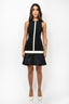 David Koma Black/White Sleeveless Pleated Midi Dress Size S