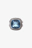 David Yurman Sterling Silver Blue Topaz Diamond Albion Ring Size 7.5