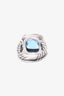 David Yurman Sterling Silver Blue Topaz Diamond Albion Ring Size 7.5