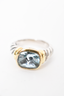 David Yurman Sterling Silver with 14K Gold Blue Topaz 'Noblesse' Ring Size 6