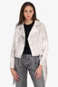 Desigual White Biker Jacket with Fringe & Studs size 40