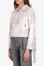 Desigual White Biker Jacket with Fringe & Studs size 40