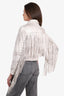 Desigual White Biker Jacket with Fringe & Studs size 40