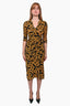 Diane Von Furstenberg Black/Mustard Printed Midi Dress sz XS