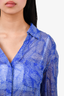Diane Von Furstenberg Blue Patterned Silk Button Down Top Size 4