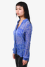 Diane Von Furstenberg Blue Patterned Silk Button Down Top Size 4
