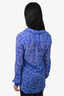 Diane Von Furstenberg Blue Patterned Silk Button Down Top Size 4