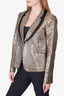 Diane Von Furstenberg Gold Animal Print Tuxedo Blazer Size 12