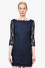 Diane Von Furstenberg Navy Blue Lace Midi Dress Size 4