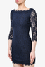 Diane Von Furstenberg Navy Blue Lace Midi Dress sz 4