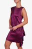 Diane Von Furstenberg Purple Sleeveless Ruffle Trim Mini Dress Size 10