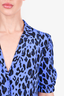Diane Von Furstenburg Blue/Black Leopard Print Collared Dress Size 6