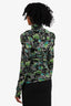 Diane von Furstenberg Green/Black Floral Print Twisted Top Size L