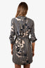 Diane von Furstenberg Navy/Beige Floral Striped Wrap Dress Size 4