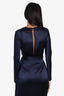 Dion Lee Navy Silk Long-sleeve Cutout Dress with Lace Detail Size 2 with Tag