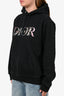 Dior Black Floral Embroidered Logo Hoodie Size M