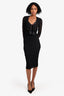 Dolce & Gabanna Black Lace Long Dress With V Neck Bow Detail Size 38