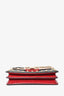 Dolce & Gabbana Beige/Black Leather Red Python Trim Embellished 'Lucia' Shoulder Bag w/ Strap