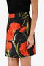 Dolce & Gabbana Black And Red Floral Cotton And Silk Skirt Size 42