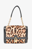 Dolce & Gabbana Black/Brown Leather Cheetah Print Shoulder Bag