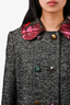 Dolce & Gabbana Black/Floral Trim Coat Size 44