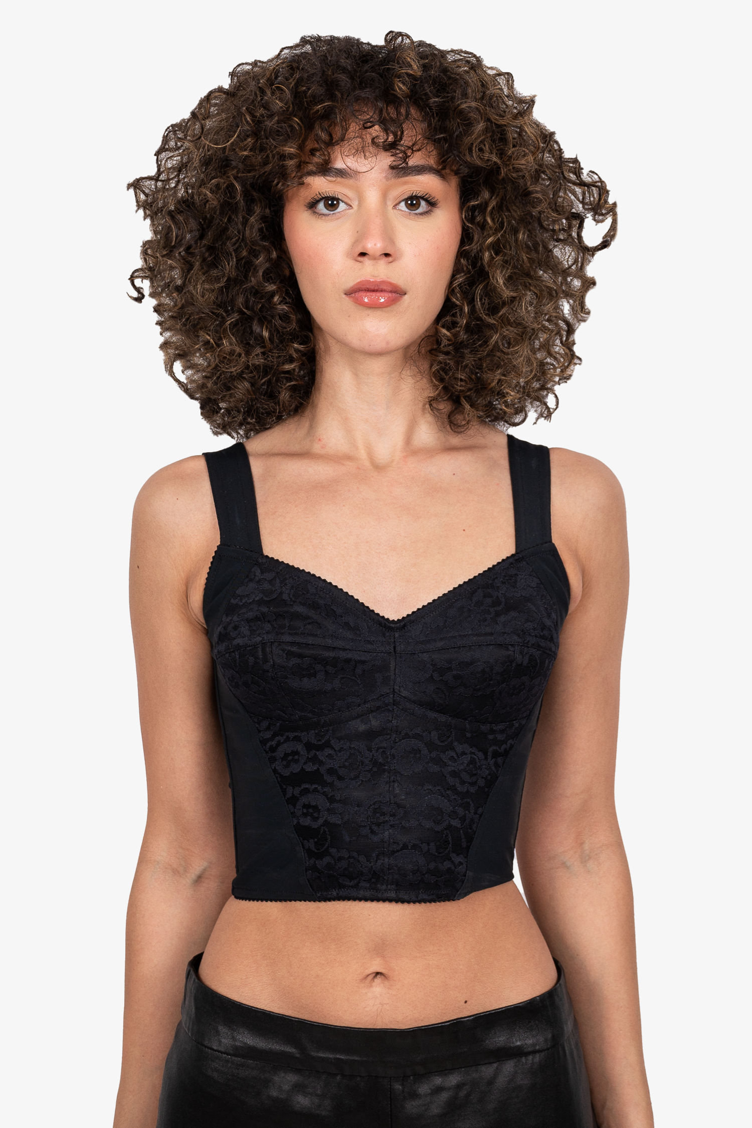 Dolce & Gabbana Black Floral Lace Bustier Cropped Corset Top S Dolce &  Gabbana