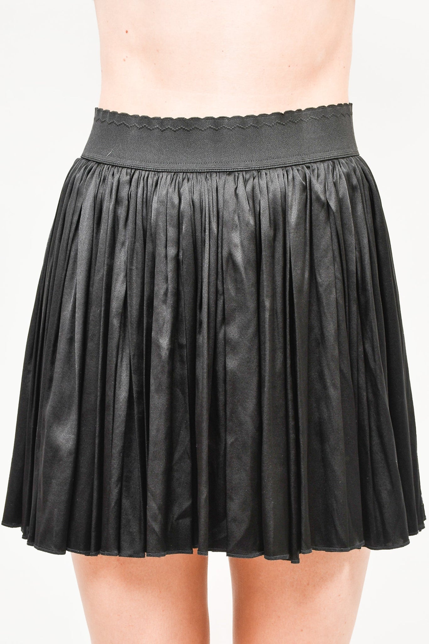 Dolce & Gabbana Black Silk Pleated Mini Skirt Size 42