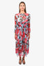 Dolce & Gabbana Blue/Red Rose Printed Maxi Dress with Slip Size 40