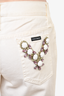 Dolce & Gabbana Cream Straight Leg Pants with Crystal Embellished Back Pockets Size 44
