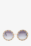 Dolce & Gabbana Gold Circle Sunglasses with Multicolour Crystals