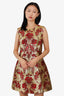 Dolce & Gabbana Gold Flower Print Sleeveless Dress Size 48