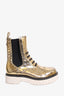Dolce & Gabbana Gold Metallic Leather Mid Calf Boots Size 37.5