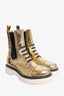Dolce & Gabbana Gold Metallic Leather Mid Calf Boots Size 37.5