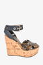 Dolce & Gabbana Leopard/Blue Denim Wedge Heel sz 38