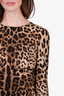 Dolce & Gabbana Leopard Print Ruched Mini Dress Size 40