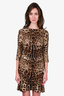 Dolce & Gabbana Leopard Print Ruched Mini Dress Size 40