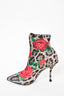 Dolce & Gabbana Leopard Print w/ Red Rose Sock Booties sz 36