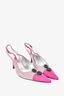 Dolce & Gabbana Purple/Pink Suede Button Detail Slingback Heels Size 36.5