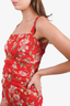 Dolce & Gabbana Red Floral Silk Ruched Dress Size 48