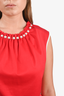 Dolce & Gabbana Red Pearl Detail Sleeveless Tank Size XL