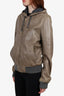 Dolce & Gabbana Taupe Leather Double Zip Hooded Jacket Size 52 Mens