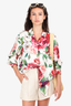 Dolce & Gabbana White Pink Floral Print Silk Pyjama Top Size 44