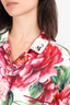 Dolce & Gabbana White Pink Floral Print Silk Pyjama Top Size 44