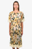 Dolce & Gabbana Yellow Floral Printed Sheer Silk Flowy Dress Size 36
