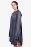 Donna Karan Grey Pleated Front Shirt Dress Size 12