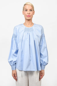 Dries Van Noten Blue Ruched Detailed Blouse size 38