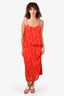 Dries Van Noten Red/Cream Printed Silk Tank Dress Size 38