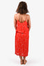 Dries Van Noten Red/Cream Printed Silk Tank Dress Size 38