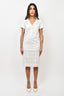 Dries Van Noten White Metallic Midi Dress Size 36