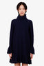 Alaia Navy Ruffled Wool Dress Size 42
